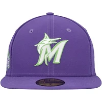 MLB Miami Marlins Lime Side Patch 59FIFTY Fitted Hat