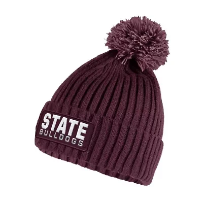 NCAA Mississippi State Bulldogs Modern Ribbed Cuffed Knit Hat with Pom
