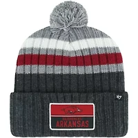NCAA Arkansas Razorbacks Stack Striped Cuffed Knit Hat with Pom
