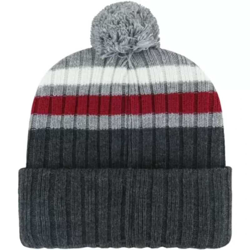 NCAA Arkansas Razorbacks Stack Striped Cuffed Knit Hat with Pom