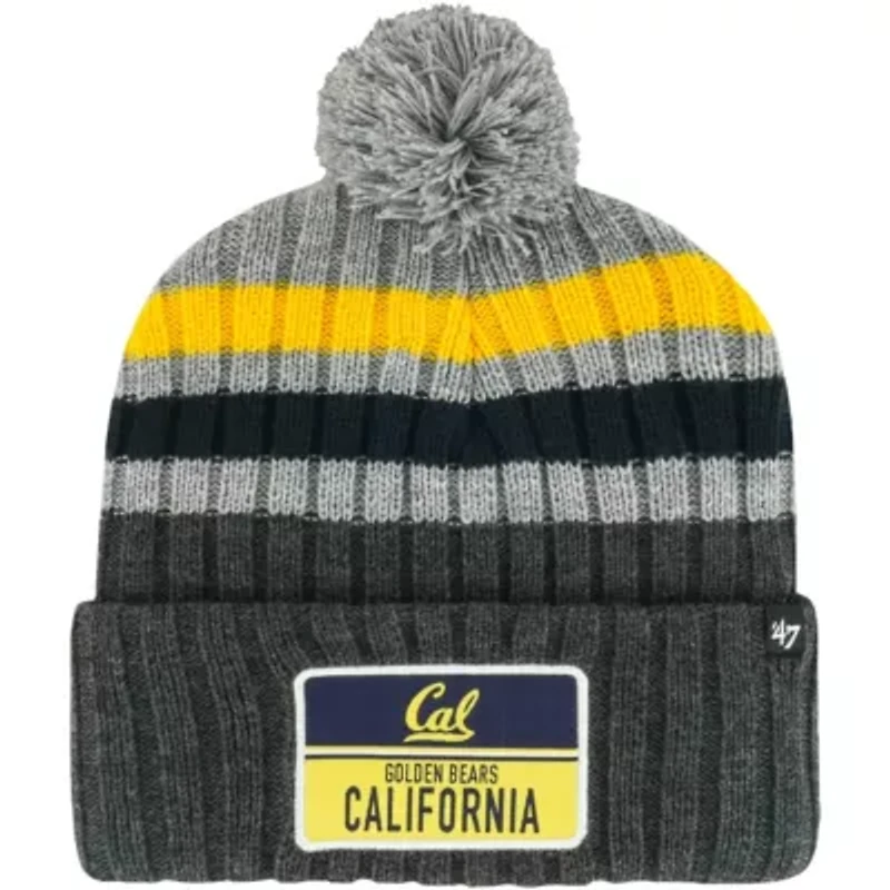 California Golden Bears NCAA Cal Bears Stack Striped Cuffed Knit Hat with Pom