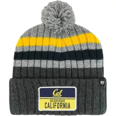 California Golden Bears NCAA Cal Bears Stack Striped Cuffed Knit Hat with Pom