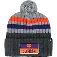 NCAA Clemson Tigers Stack Striped Cuffed Knit Hat with Pom