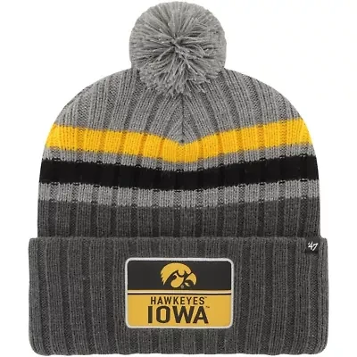 NCAA Iowa Hawkeyes Stack Striped Cuffed Knit Hat with Pom