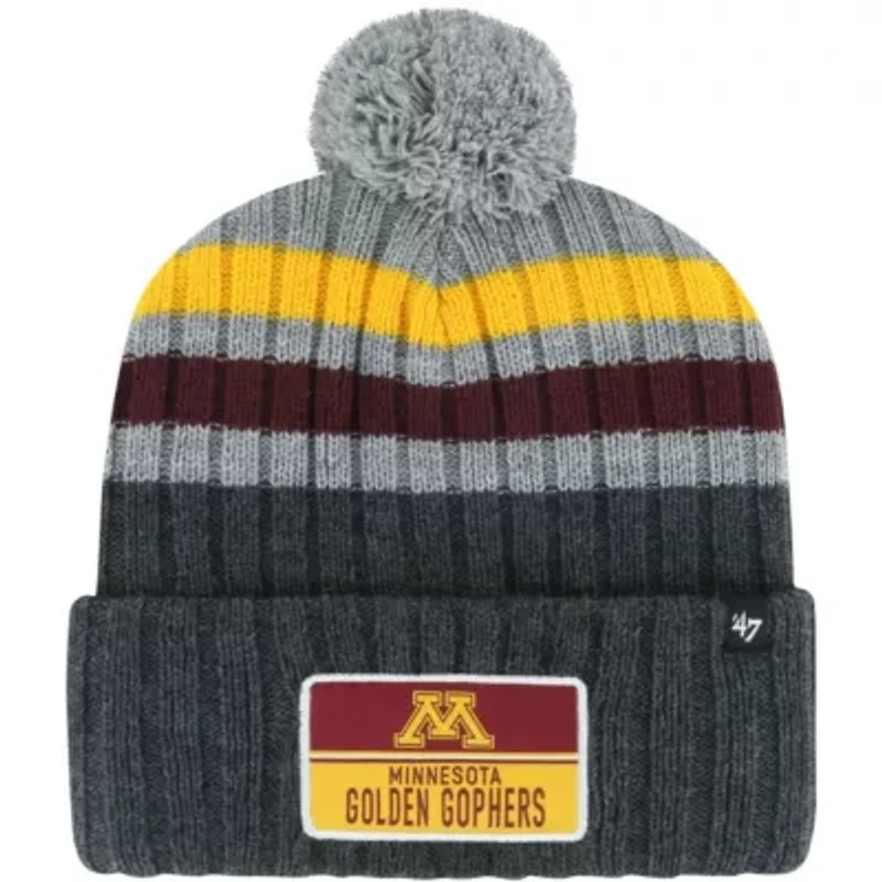 NCAA Minnesota Golden Gophers Stack Striped Cuffed Knit Hat with Pom