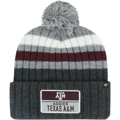 NCAA Texas A&M Aggies Stack Striped Cuffed Knit Hat with Pom