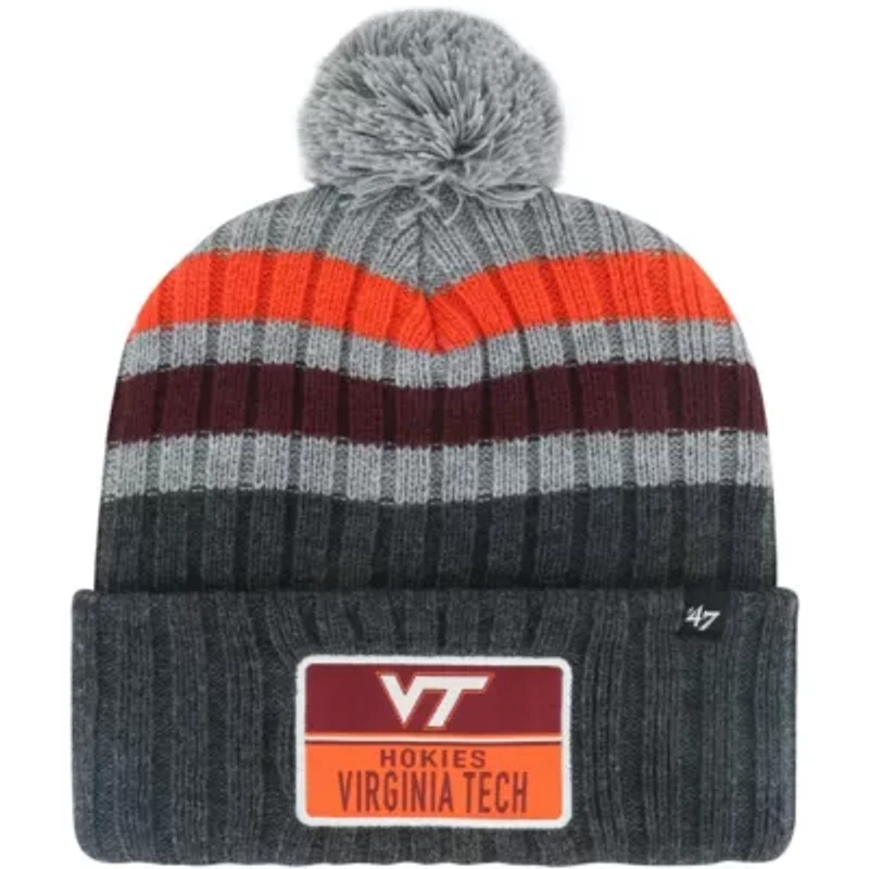 NCAA Virginia Tech Hokies Stack Striped Cuffed Knit Hat with Pom