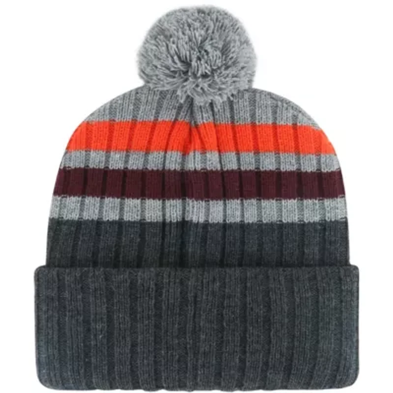 NCAA Virginia Tech Hokies Stack Striped Cuffed Knit Hat with Pom