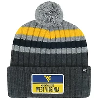 NCAA West Virginia Mountaineers Stack Striped Cuffed Knit Hat with Pom