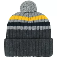 NCAA West Virginia Mountaineers Stack Striped Cuffed Knit Hat with Pom