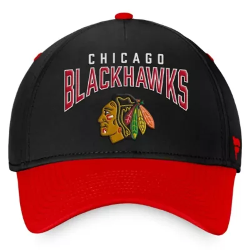 NHL Fanatics Black/Red Chicago Blackhawks Fundamental 2-Tone Flex Hat