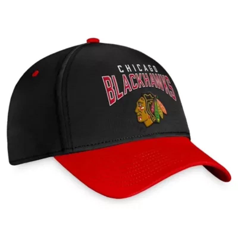 NHL Fanatics Black/Red Chicago Blackhawks Fundamental 2-Tone Flex Hat