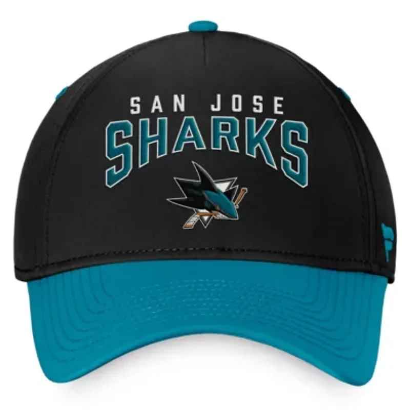 NHL Fanatics Black/Teal San Jose Sharks Fundamental 2-Tone Flex Hat