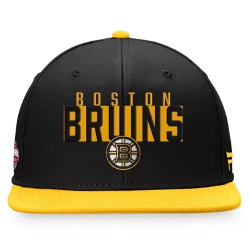 NHL Fanatics Black/Gold Fundamental Colorblocked Snapback Hat