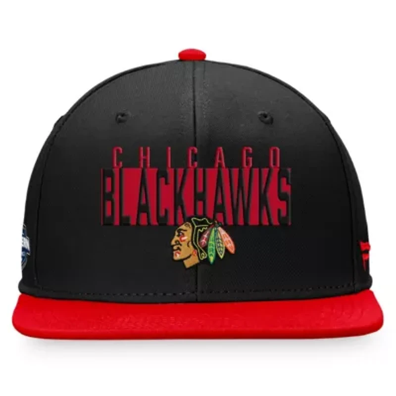 NHL Fanatics Black/Red Chicago Blackhawks Fundamental Colorblocked Snapback Hat