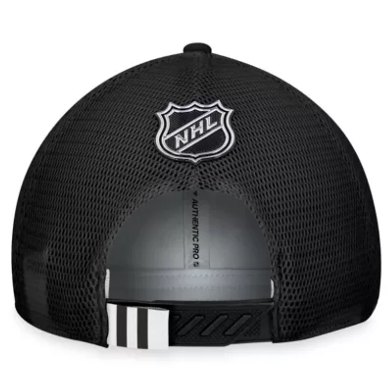 NHL Fanatics Gray/Black Chicago Blackhawks Authentic Pro Home Ice Trucker Adjustable Hat