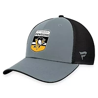 NHL Fanatics Gray/Black Pittsburgh Penguins Authentic Pro Home Ice Trucker Adjustable Hat