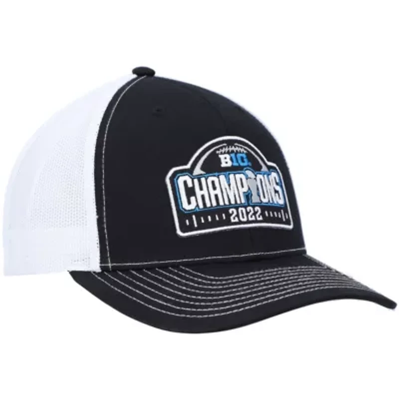 NCAA Black/White Michigan Wolverines 2022 Big Ten Football Conference s Locker Room Adjustable Trucker Hat