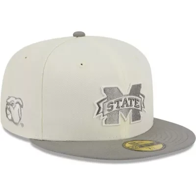 NCAA Stone/Gray Mississippi State Bulldogs Chrome & Concrete 59FIFTY Fitted Hat