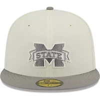 NCAA Stone/Gray Mississippi State Bulldogs Chrome & Concrete 59FIFTY Fitted Hat