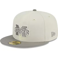 NCAA Stone/Gray Mississippi State Bulldogs Chrome & Concrete 59FIFTY Fitted Hat