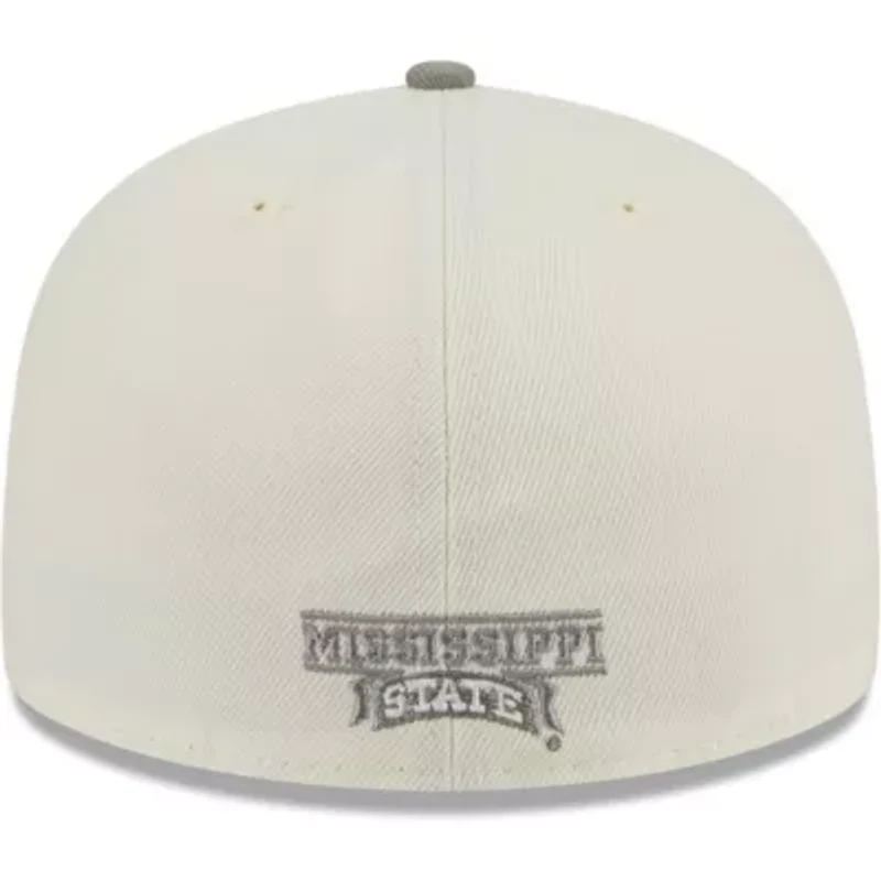 NCAA Stone/Gray Mississippi State Bulldogs Chrome & Concrete 59FIFTY Fitted Hat