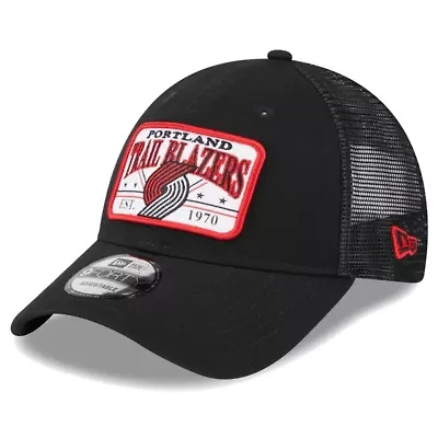 NBA Portland Trail Blazers Plate Oversized Patch Trucker 9FORTY Adjustable Hat