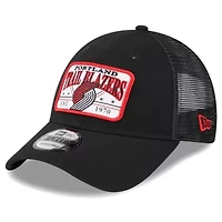 NBA Portland Trail Blazers Plate Oversized Patch Trucker 9FORTY Adjustable Hat