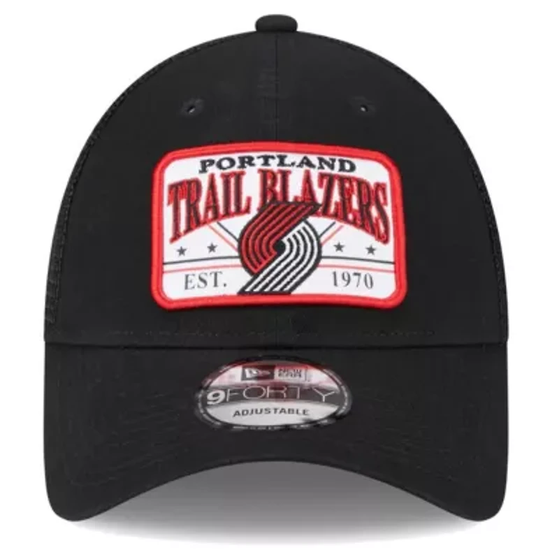 NBA Portland Trail Blazers Plate Oversized Patch Trucker 9FORTY Adjustable Hat