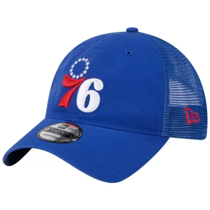 NBA Philadelphia 76ers Distinct Side Patch Trucker 9TWENTY Adjustable Hat