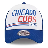 MLB White/Royal Chicago Cubs Stacked A-Frame Trucker 9FORTY Adjustable Hat