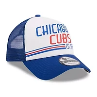 MLB White/Royal Chicago Cubs Stacked A-Frame Trucker 9FORTY Adjustable Hat