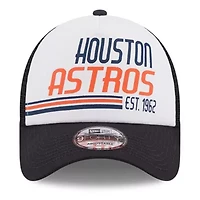MLB White/Navy Houston Astros Stacked A-Frame Trucker 9FORTY Adjustable Hat