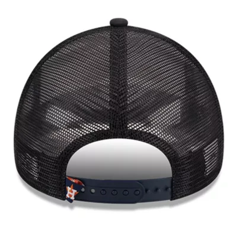 MLB White/Navy Houston Astros Stacked A-Frame Trucker 9FORTY Adjustable Hat