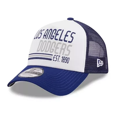 MLB White/Royal Los Angeles Dodgers Stacked A-Frame Trucker 9FORTY Adjustable Hat