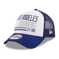 MLB White/Royal Los Angeles Dodgers Stacked A-Frame Trucker 9FORTY Adjustable Hat
