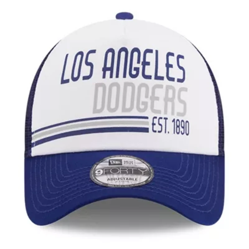 MLB White/Royal Los Angeles Dodgers Stacked A-Frame Trucker 9FORTY Adjustable Hat