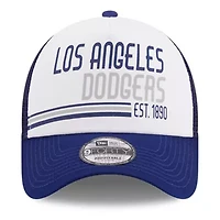 MLB White/Royal Los Angeles Dodgers Stacked A-Frame Trucker 9FORTY Adjustable Hat