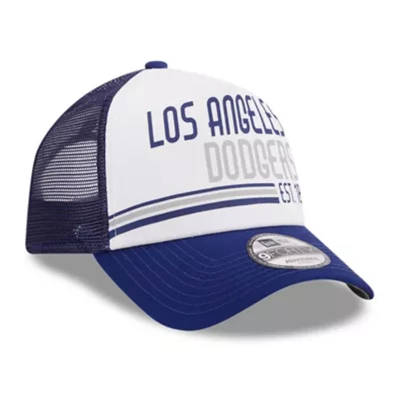 MLB White/Royal Los Angeles Dodgers Stacked A-Frame Trucker 9FORTY Adjustable Hat