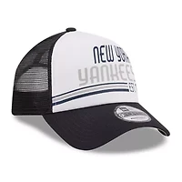 MLB White/Navy New York Yankees Stacked A-Frame Trucker 9FORTY Adjustable Hat