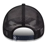 MLB White/Navy New York Yankees Stacked A-Frame Trucker 9FORTY Adjustable Hat