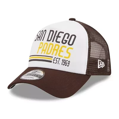 MLB White/Brown San Diego Padres Stacked A-Frame Trucker 9FORTY Adjustable Hat