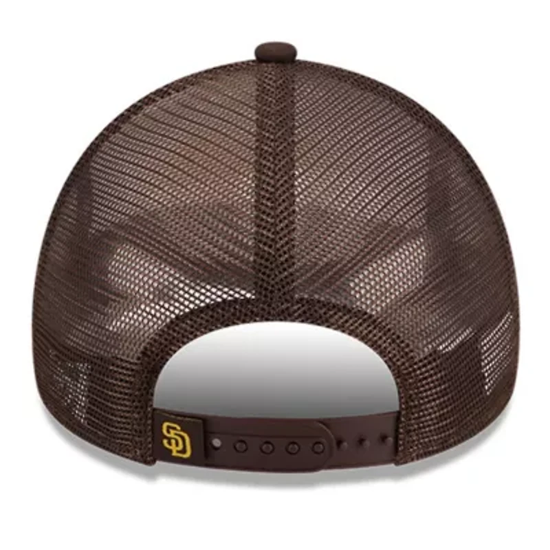 MLB White/Brown San Diego Padres Stacked A-Frame Trucker 9FORTY Adjustable Hat