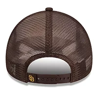 MLB White/Brown San Diego Padres Stacked A-Frame Trucker 9FORTY Adjustable Hat