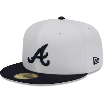 MLB White/Navy Atlanta Braves Optic 59FIFTY Fitted Hat