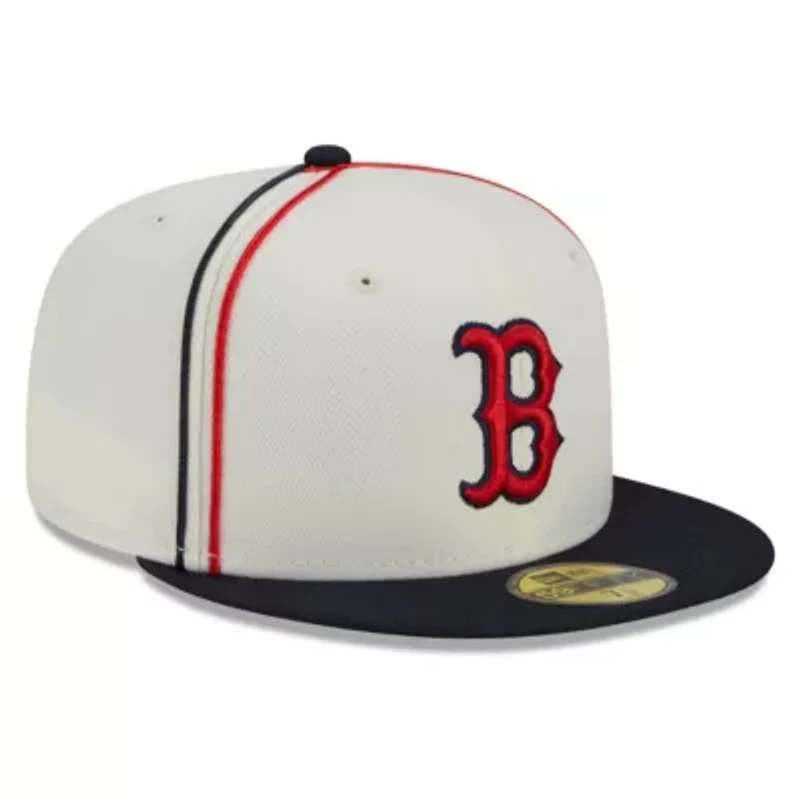 Boston Red Sox MLB Cream/Navy Chrome Sutash 59FIFTY Fitted Hat