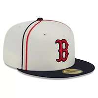 Boston Red Sox MLB Cream/Navy Chrome Sutash 59FIFTY Fitted Hat