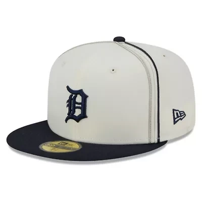 MLB Cream/Navy Detroit Tigers Chrome Sutash 59FIFTY Fitted Hat