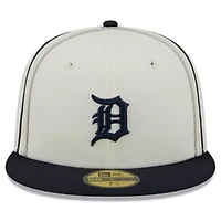 MLB Cream/Navy Detroit Tigers Chrome Sutash 59FIFTY Fitted Hat