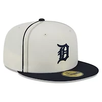 MLB Cream/Navy Detroit Tigers Chrome Sutash 59FIFTY Fitted Hat